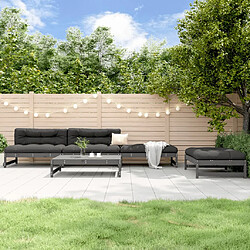 vidaXL Salon de jardin 5 pcs gris bois massif de pin