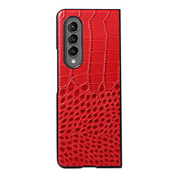 Coque en TPU + cuir véritable texture croco rouge pour votre Samsung Galaxy Z Fold3 5G