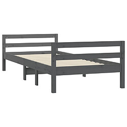 Avis vidaXL Cadre de lit sans matelas gris 90x200 cm bois de pin massif