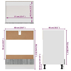 vidaXL Armoire à four Sonoma gris 60x46x81,5 cm Bois d'ingénierie pas cher