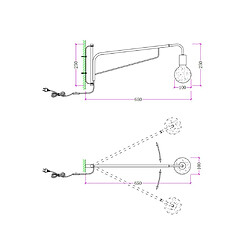 Vente-Unique Lot de 2 appliques murales mobiles - Métal - L. 65 x P. 10 x H. 25 cm - Noir et cuivré - COLWOOD pas cher