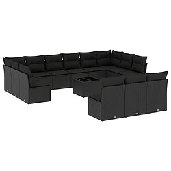 Maison Chic Salon de jardin avec coussins 14 pcs | Ensemble de Table et chaises | Mobilier d'Extérieur noir résine tressée -GKD42750