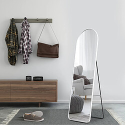 EMKE Miroir sur Pied 140 x 40 cm, Miroir Pleine Longueur avec cadre en aluminium pour Salon, Chambre, Vestiaire, Blanc