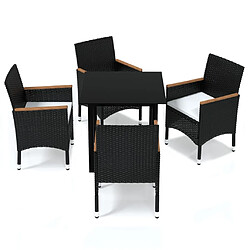 vidaXL Ensemble à dîner de jardin avec coussins 5 pcs poly rotin noir