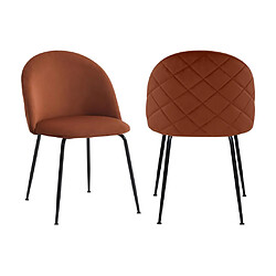 Vente-Unique Lot de 2 chaises en velours et acier inoxydable noir - Terracotta - MELBOURNE