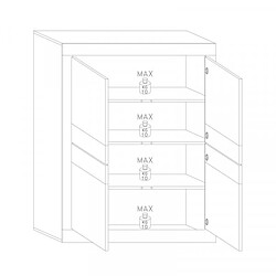 Acheter Dansmamaison Vitrine moderne en bois à LEDs 4 portes Blanc laqué brillant/Bois fumé - MILAN