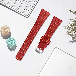 Bracelet en cuir véritable lignes de couture ondulées, rouge pour votre Garmin Vivomove/Vivomove HR