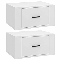 Maison Chic Lot de 2 Tables de Chevet murales - Tables de Nuit Blanc 50x36x25 cm