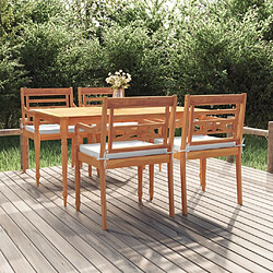 vidaXL Ensemble à manger de jardin coussins 5 pcs Bois de teck massif