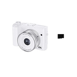 INF Caméra double objectif DC218T 4K avec carte mémoire 32 Go (blanc)