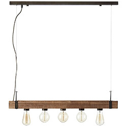 Brilliant (Lighting) WOODHILL-Suspension barre 5 lumières Métal et Bois L80cm Bois Brilliant