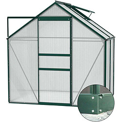 Vitavia Serre de jardin en polycarbonate 4 mm et aluminium vert émeraude avec embase Venus Longueur de 131 cm.