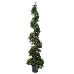 Pegane Plante artificielle haute gamme Spécial extérieur / Cyprès Artificiel Forme Spirale - Dim : 180 x 45 cm