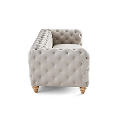 Lisa Design Walter - canapé 3 places chesterfield en velours - pieds bois