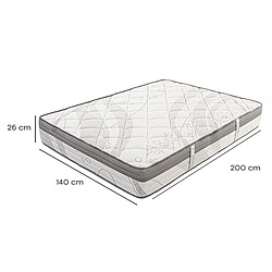 Visiodirect Matelas à ressorts ensachés ERLY, 140x200 cm, en mousse haute densité, Soutien ferme, Indépendance du Couchage