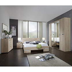 Pegane Chambre adulte en panneaux de particules imitation chêne - Dim : 180 X 200 cm