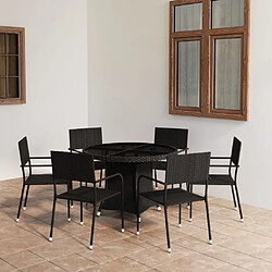 Maison Chic Ensemble de salle à manger de jardin 7 pcs,Table et chaises d'extérieur pour relax Résine tressée Noir -GKD167914