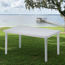 Grand Soleil 12 Tables de jardin rectangulaire en poly-rotin bar café bistrot 150x90, Couleur: Blanc