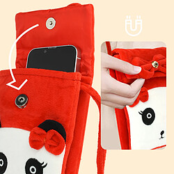 Avizar Pochette Bandoulière pour Smartphone en Tissu Design Panda Rouge et Blanc pas cher