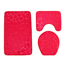 Ensemble de salle de bains 3 tapis de bain tapis antidérapant tapis contour couvercle de toilette couvercle rose