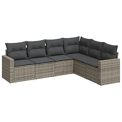 Maison Chic Salon de jardin 6 pcs avec coussins | Ensemble de Table et chaises | Mobilier d'Extérieur gris résine tressée -GKD70366