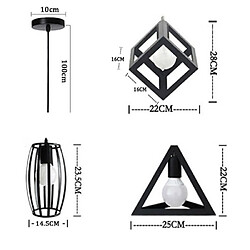 Stoex Lot de 3 Suspension Industriel Lustre Abat-jour Métal Fer pour Cuisine Salle à manger Bar