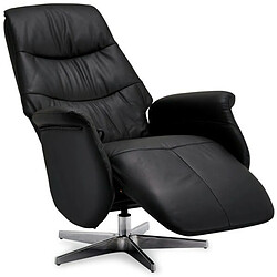 FURNHOUSE Fauteuil relax pivotant en cuir noir