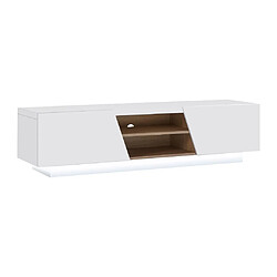 Vente-Unique Meuble TV 2 portes et 2 niches avec LEDs en MDF - Blanc - MANIOLO pas cher