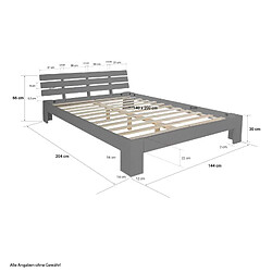 Avis Homestyle4U Lit double 140x200 gris matelas et sommier à lattes