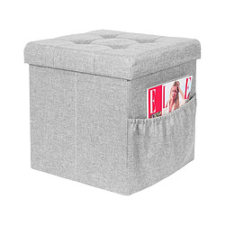 The Home Deco Factory Pouf coffre pliable avec range magazines gris.