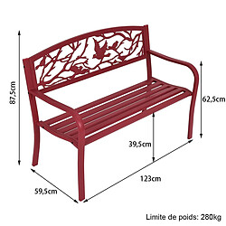 Acheter Helloshop26 Banc de jardin en fer résistant style contemporain 2-3 places rouge 20_0000203