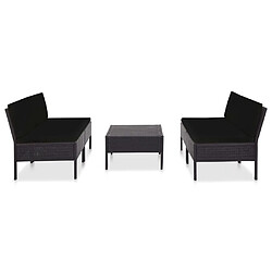 Maison Chic Salon de jardin 5 pcs + coussins - Mobilier/Meubles de jardin - Table et chaises d'extérieur Résine tressée Noir -MN74640