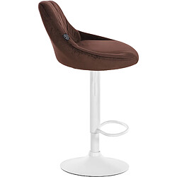 Avis Decoshop26 Tabouret de bar en velours marron coutures décoratives pivotant support métal blanc TDB10663