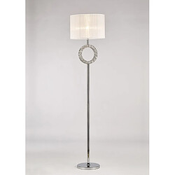 Luminaire Center Lampadaire Florence rond avec Abat jour blanc 1 Ampoule chrome poli/cristal