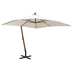 vidaXL Parasol suspendu avec poteau en bois 300x300 cm blanc