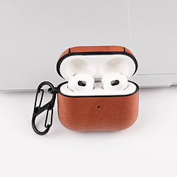 Coque en TPU + PU anti-chute, avec crochet anti-perte marron clair pour votre Apple AirPods 3