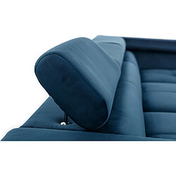 Acheter VENESETTI Canapé d'angle convertible - ERWAN - en tissu luxe 5 places, bleu foncé, angle gauche (vu de face)