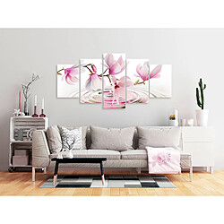 Artgeist Tableau - Magnolias over Water (5 Parts) Wide Pink