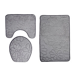 Acheter Tapis de bain antidérapant avec contour, couvercle de couvercle de toilette, gris fleur