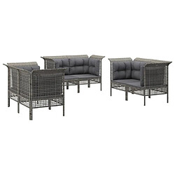 Avis Maison Chic Salon de jardin 6 pcs + coussins - Mobilier/Meubles de jardin - Table et chaises d'extérieur Gris Résine tressée -MN56961