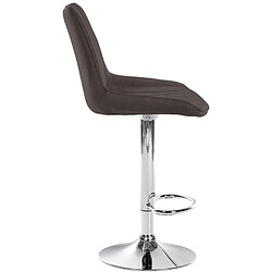 Acheter Decoshop26 Tabouret de bar x1 réglable en hauteur pivotant à 360° assise en tissu taupe couture verticale pied métal aspect chromé 10_0005434