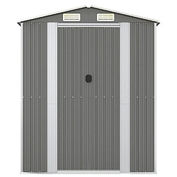 Helloshop26 Abri de jardin cabane cabanon maison de stockage remise extérieur hangar outils robuste clair 192 x 108 x 223 cm acier galvanisé gris 02_0022253