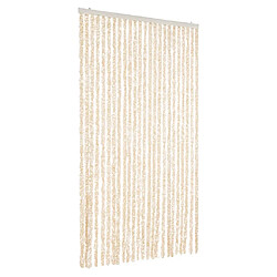 vidaXL Rideau anti-mouches beige et blanc 100x200 cm chenille