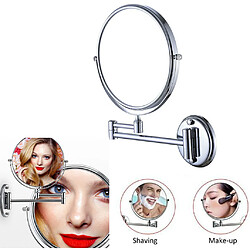 Miroir de Maquillage Grossissement 5x Recto-Verso Double Face à Fixation Murale Chrome avec LED Lumière EU