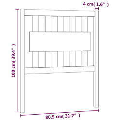 vidaXL Tête de lit Marron miel 80,5x4x100 cm Bois massif de pin pas cher