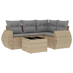 Maison Chic Salon de jardin avec coussins 5 pcs | Ensemble de Table et chaises | Mobilier d'Extérieur beige résine tressée -GKD72184