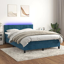 Sommier à lattes LED,Cadre à lattes de lit avec matelas pour Adulte Bleu foncé 140x190 cm -MN76473