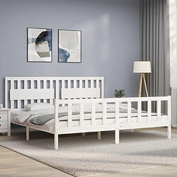 Avis Maison Chic Lit adulte - Cadre Structure de lit avec tête de lit Contemporain blanc 200x200 cm bois massif -MN56158