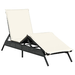 vidaXL Chaise longue avec coussin noir résine tressée