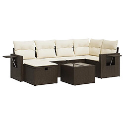 vidaXL Salon de jardin avec coussins 7 pcs marron résine tressée